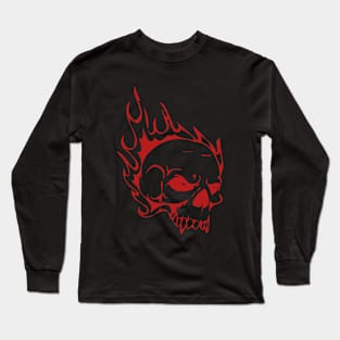 Vampire Skull in Flames Long Sleeve T-Shirt